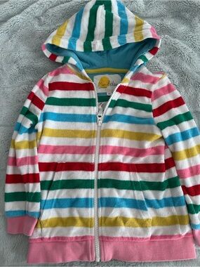 Mini Boden Rainbow Stripe Toweling Hooded Zip-Up - Multicolor